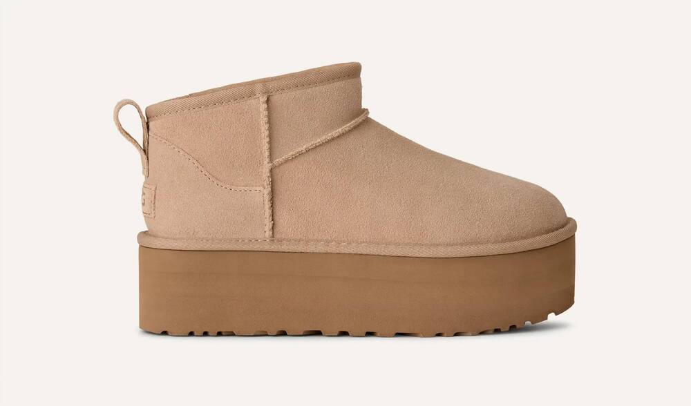 NEW UGG women's classic ultra mini platform boot in sand